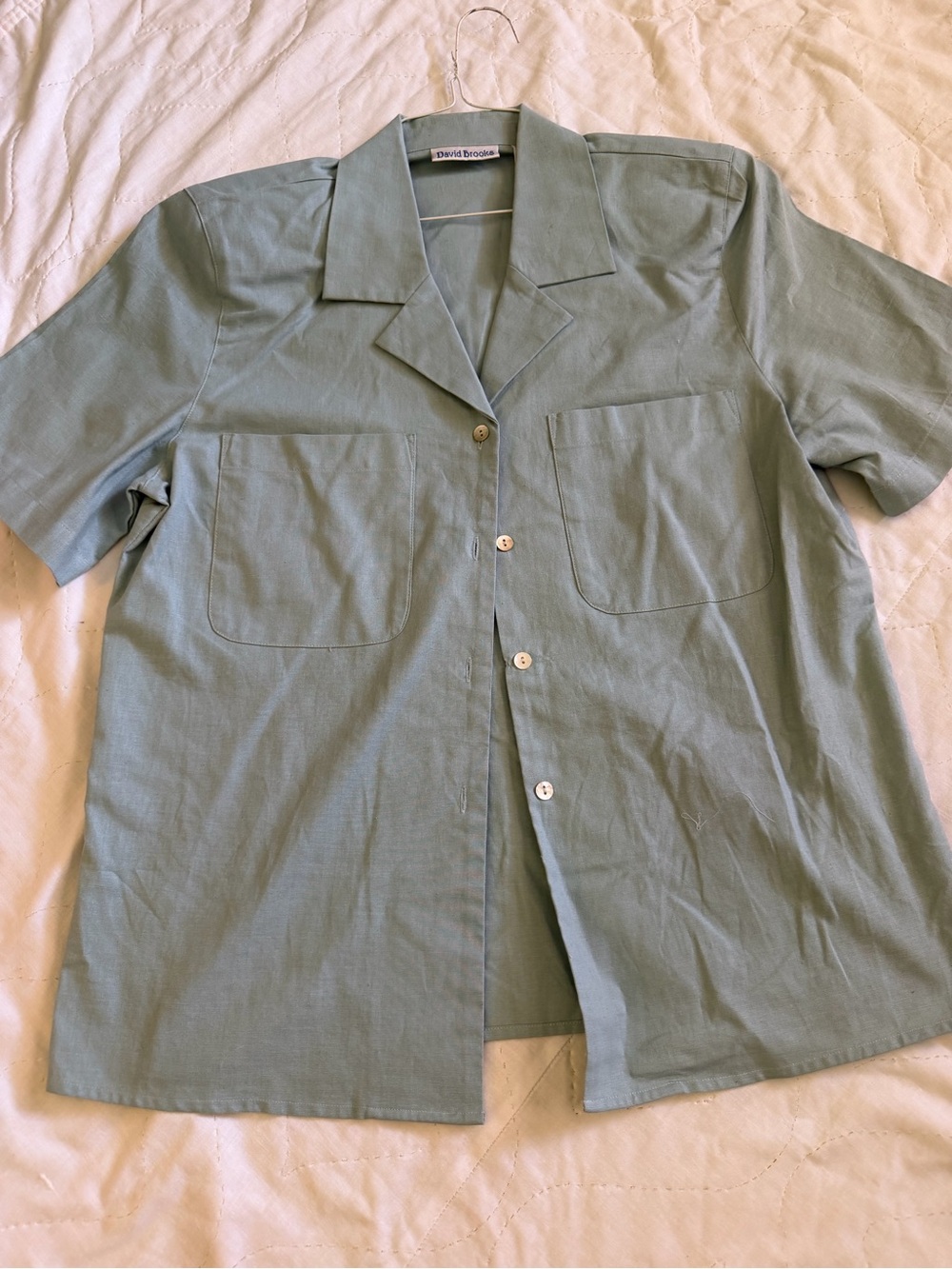 david brooks sage green short sleeve button-up